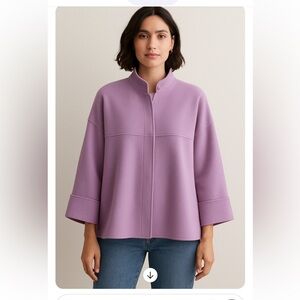 Bullocks Wool Coat size 16  Lavender Stand Collar Wide Sleeve relaxed fit